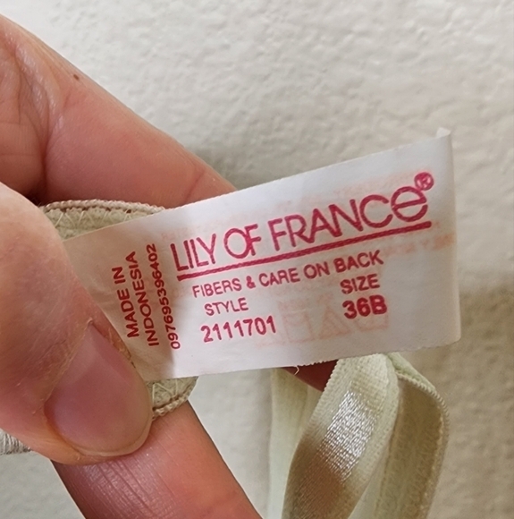 Vintage Lily Of France Green Floral Embroidery Padded Push Up Bra 36B - Picture 3 of 6